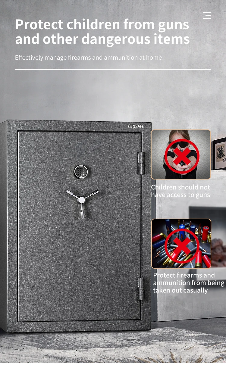 CEQSAFE Wholesale Professional Steel Security Digital Metal Electronic Gun Cabinet Safe Box details