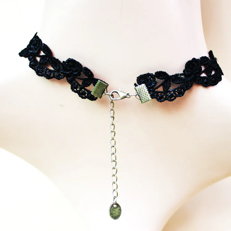HLC Handmade Princess Black Lace Neck Choker Short Necklace Women
