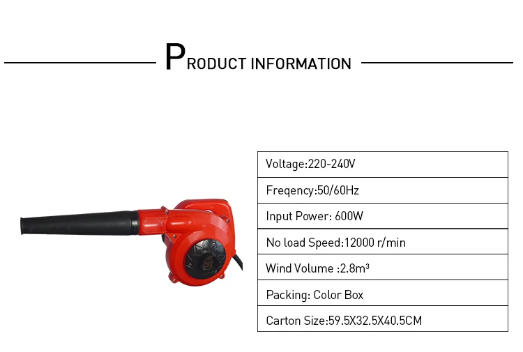 Soplador De Aire Eléctrico KATSU 550W - Para Jardín, Taller O Limpieza