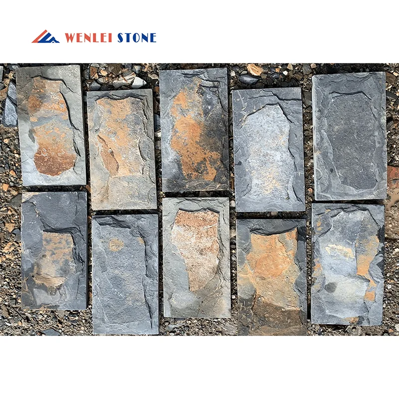 Natural Stone Rusty Color Mushroom Surface Wall Tiles Slate Stone Tiles for Exterior Wall Veneer