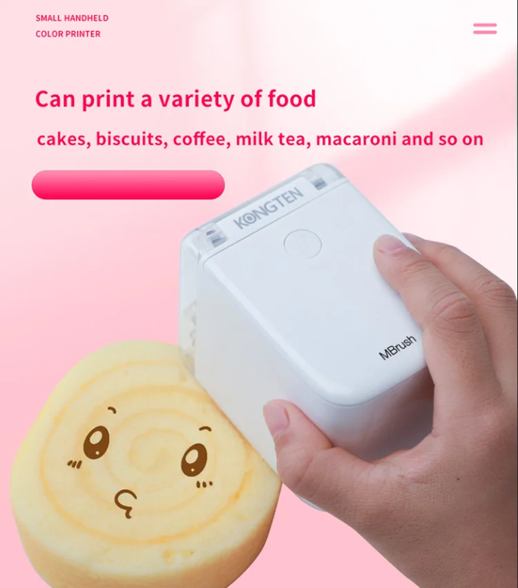 Small Edible Ink Hand Held Food Printer Machine Cookie Cake Mobile Color Princube For Clothes Bread Chocolate Printer