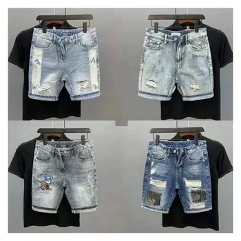 High Quality Summer Mid Waist Designer Washed Jeans Hip Hop Street Wear Vintage Shorts Men Denim Cargo Men's Shorts