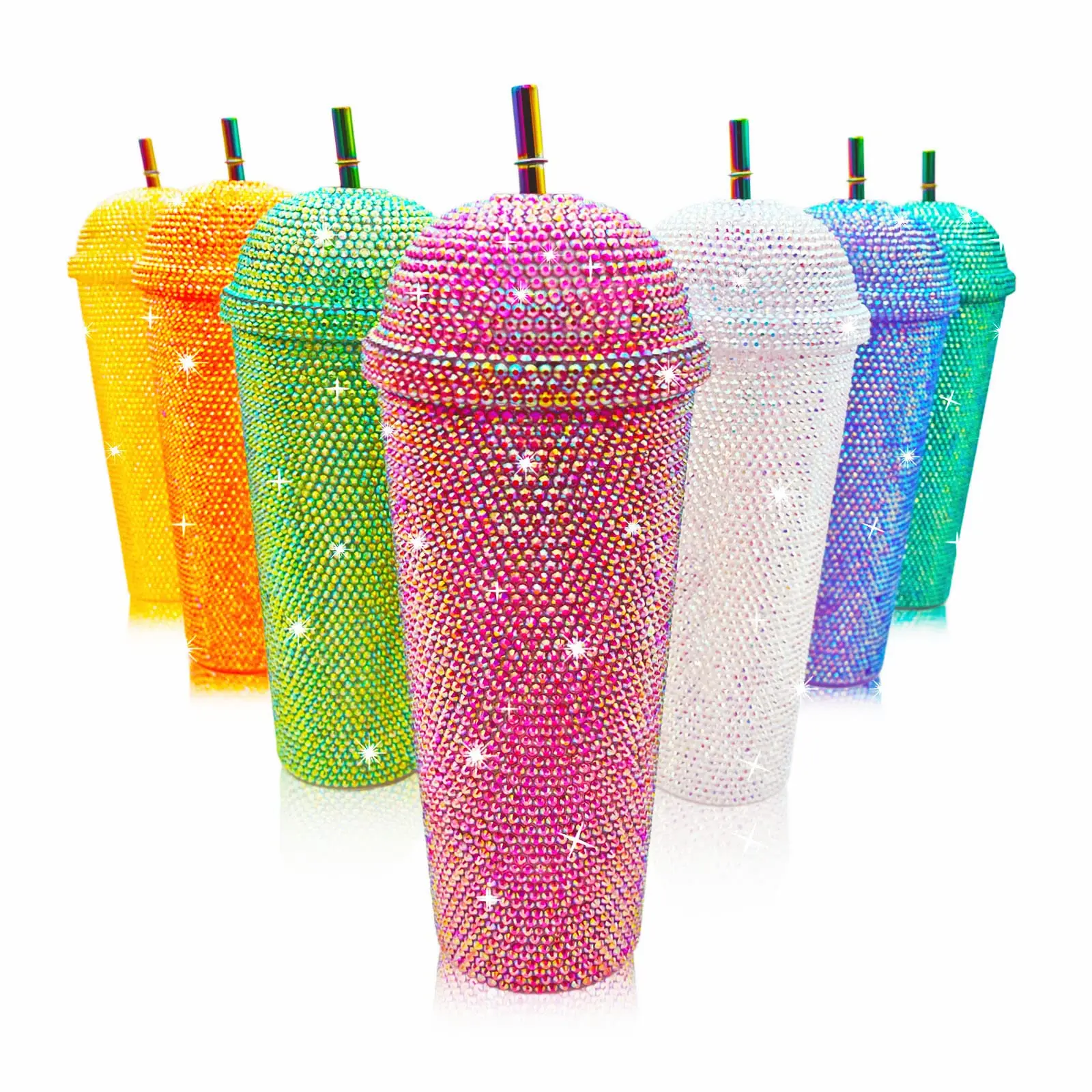 Bling Diamond Tumbler Glitter Water Bottle With Lid Stainless Steel