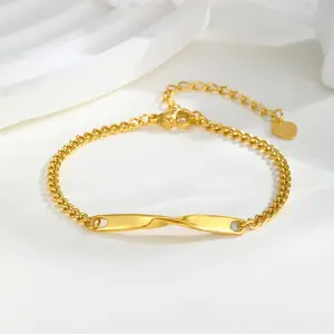 Custom Infinity Symbol Lovers Couple Bracelets Unbreakable Stainless Steel Bracelets for Valentine's Day