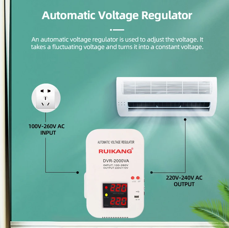 Single-Phase 50Hz Digital Automatic Voltage Regulator for Whole House Wall Hanging PC Material AC DC 220V for Home SVC SBW