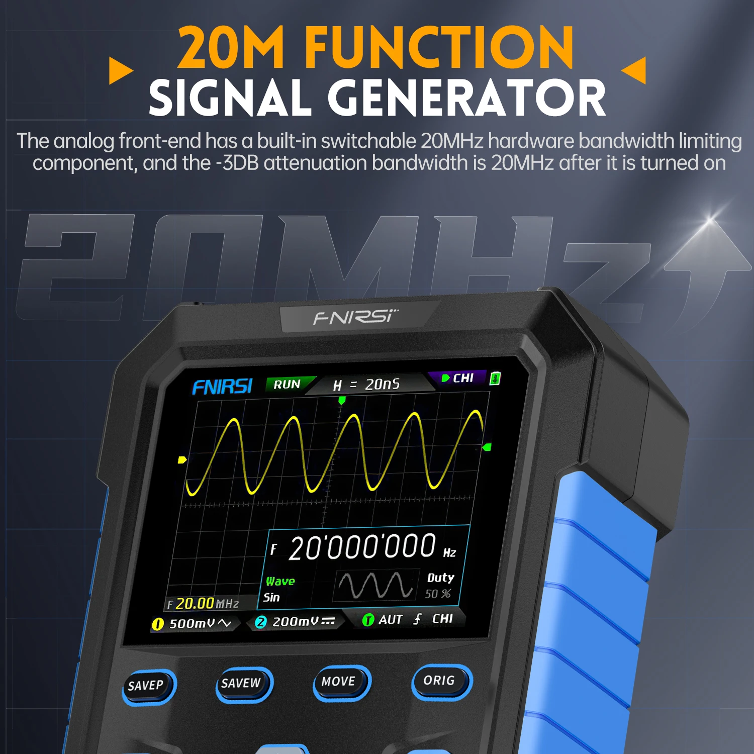 Fnirsi New Dpox180h 180mhz3db 2in1function Signal Generator Fluorescence Display Zoom Handheld Dual Channel Digital Oscilloscope