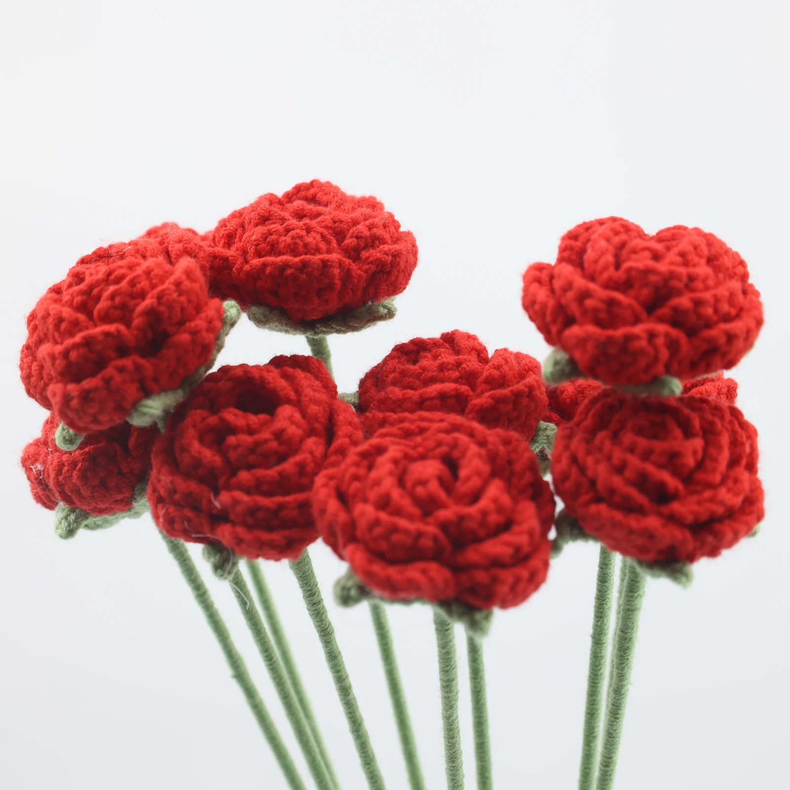 Crocheted Bubble Rose Bouquet 1pc DIY Handmade Woven Plant Simulation Flowers for Wedding Home or Girlfriend's Gift Crafts