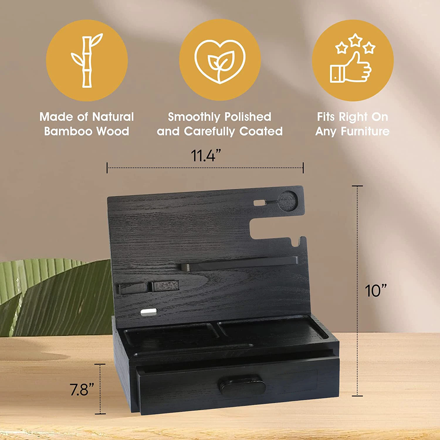 Мужская и женская деревянная док-станция для телефона с ящиком тумбочка органайзер станция зарядки Настольный Органайзер