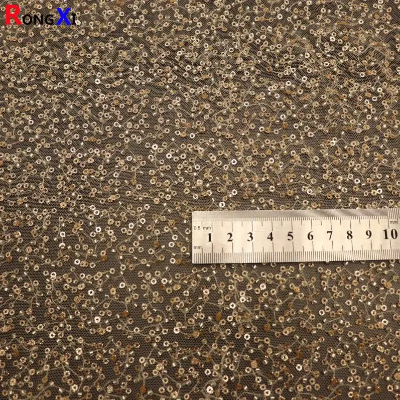 
Новая ткань RXF1695 с вышивкой из бисера и блестками с сертификатом CE 