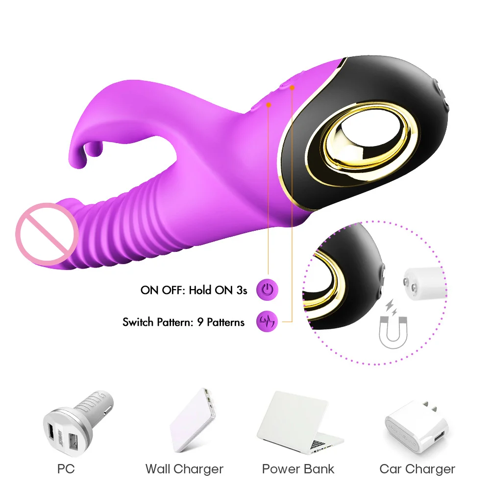 Sex Machine 360 Degree Automatic Thrusting Dildo Female Orgasm Masturbation Massager Double Rabbit Vibrator for Sex Toys