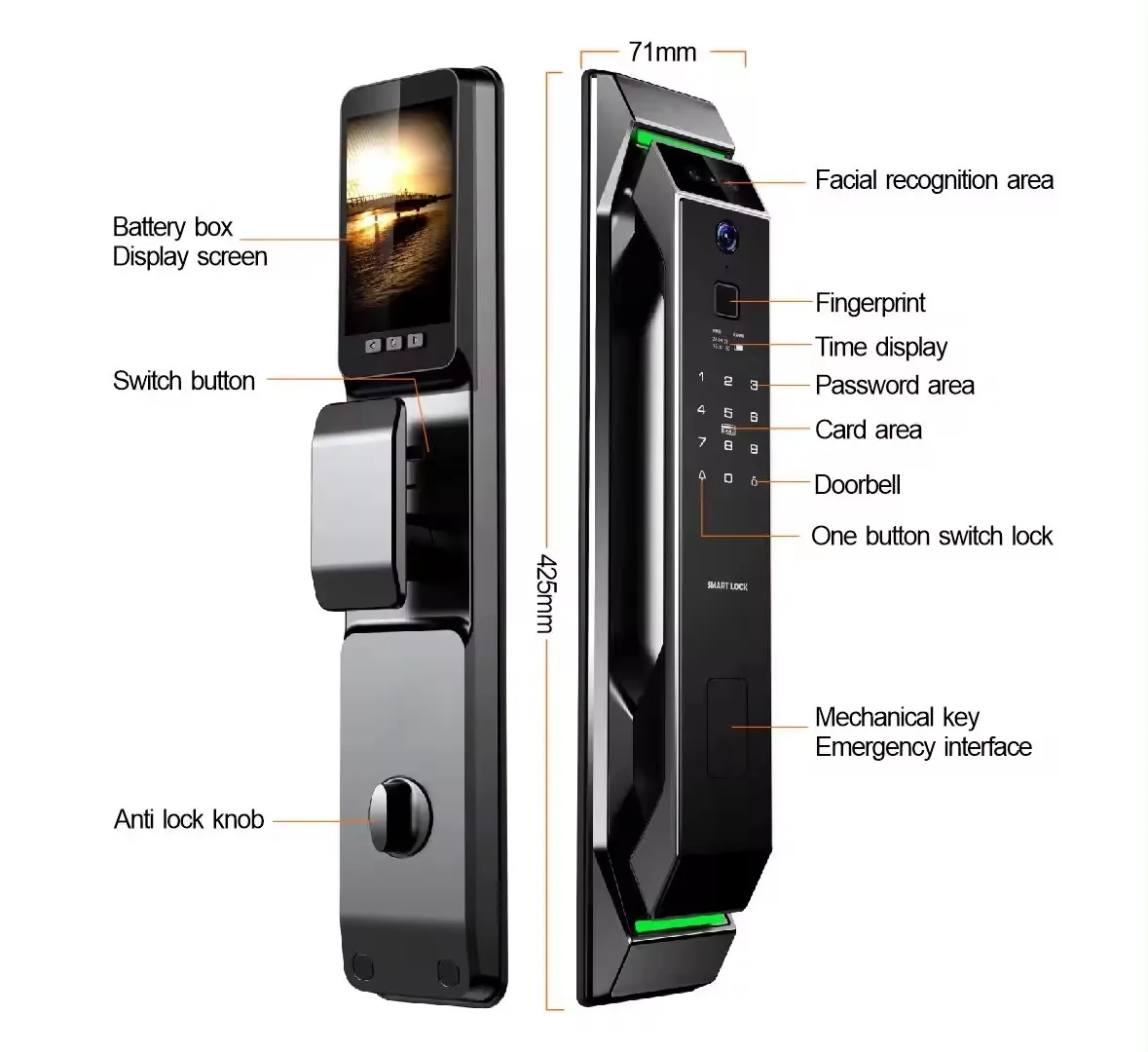Smartier 3d Face Recognition Smart Door Lock With Camera Fingerprint ...