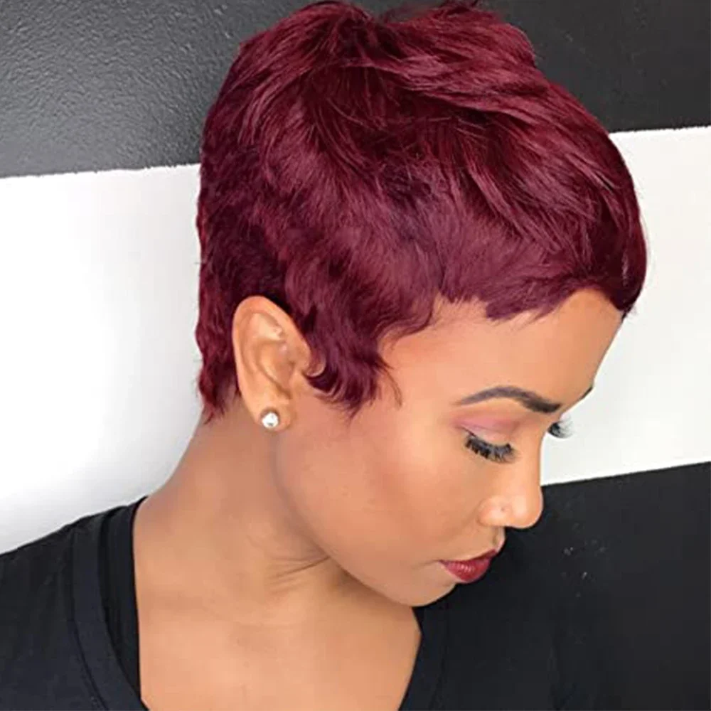 Short Brazilian Remy Human Hair Pixie Cut Bob Wigs for Women 99J.1B_voghion.com