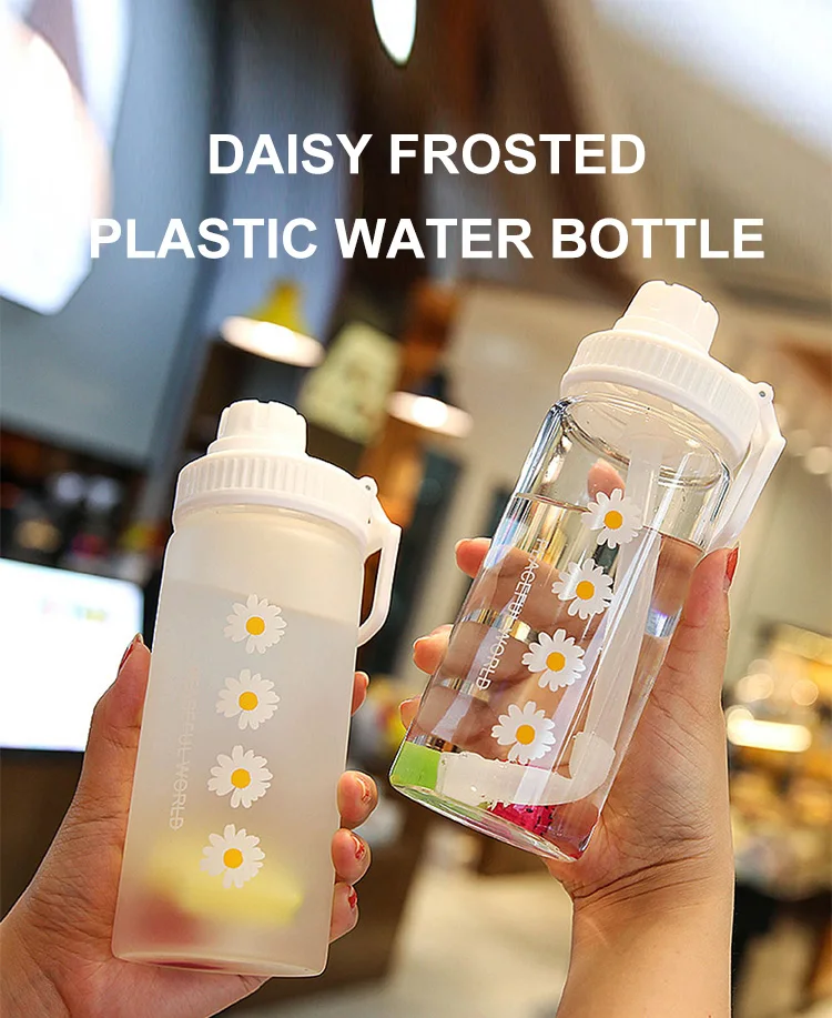 500ml Small Daisy Cute Frosted Plastic Water Bottles Creative