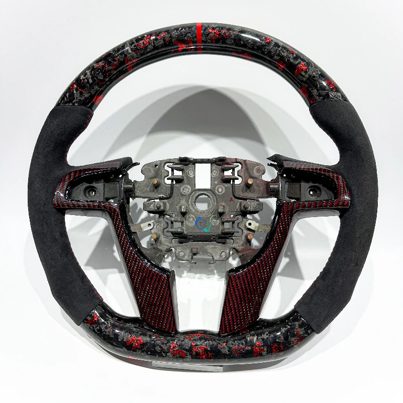 Forged Carbon & Suede Steering Wheel for Pontiac G8 / Holden Commodore VE-VF / Chevrolet SS – Red Accents
