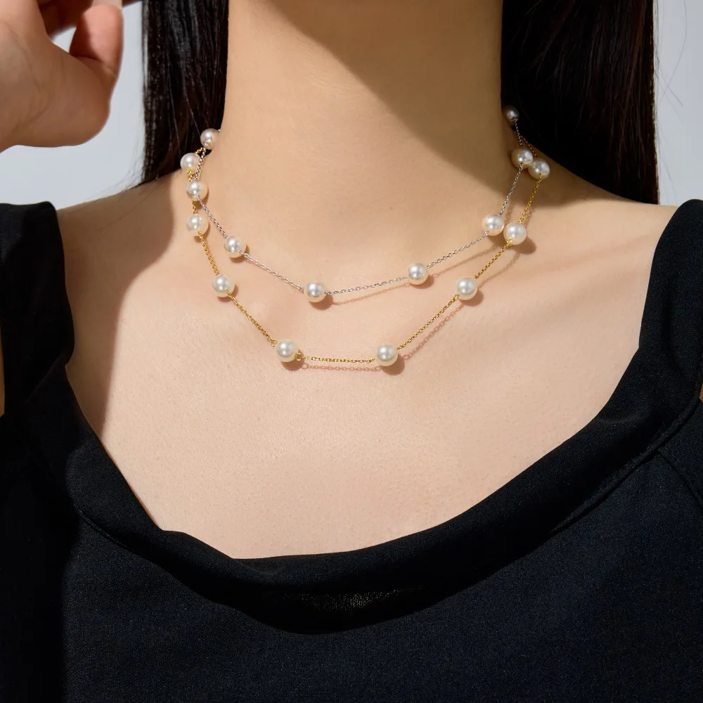 KAKODIY Sophisticated and Elegant Designed Beautifully Designed 925 Sterling Silver Chain Multi-Layered Shell Pearl Pendant Necklace for Women for Daily Wear and Dress Up detail 4