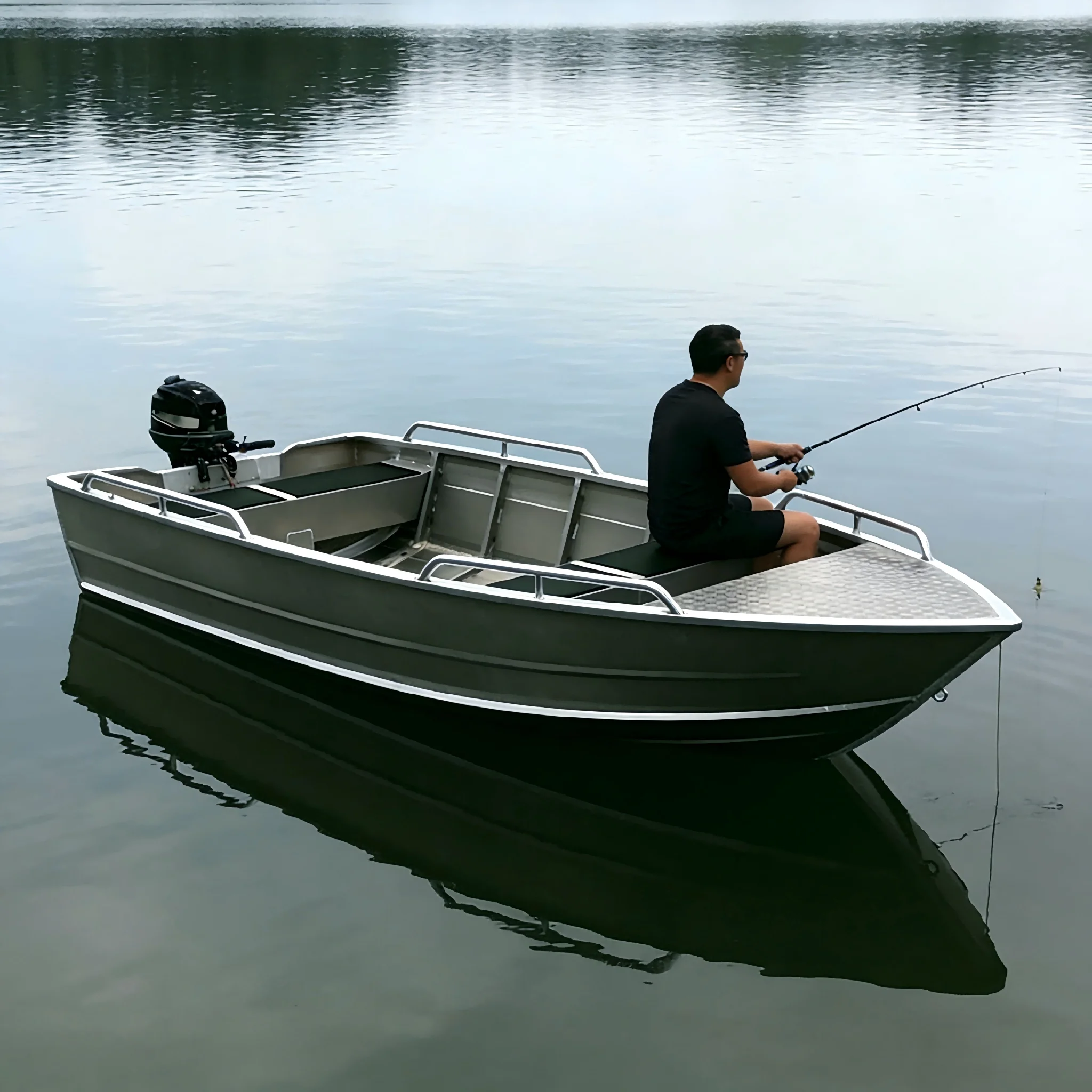 Small Boat Rear 2 5m Small Aluminium Boat with Anchor Line Compact Fishing Boat for ...
