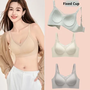 High Quality Women's Summer Seamless Thin Wireless Adjustable Push-Up Everyday Solid Breathable Knitted U-Back Minimizer Bra