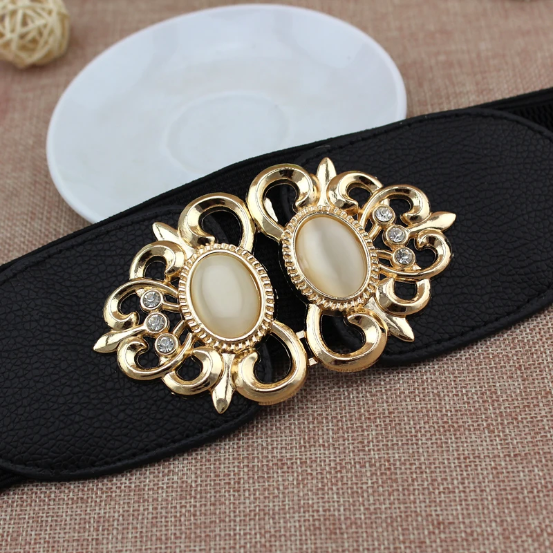 Plus Size Retro Wide Elastic Corset Waist Belts with Rhinestone display picture 1