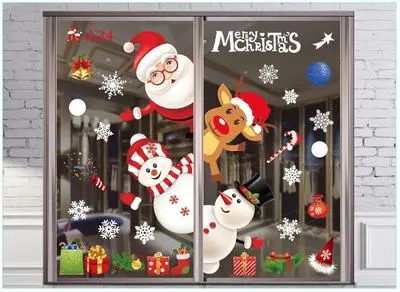 Новые рождественские украшения, цветные рождественские наклейки на окна, белые снежинки, наклейки на стену, бесшовные оконные наклейки