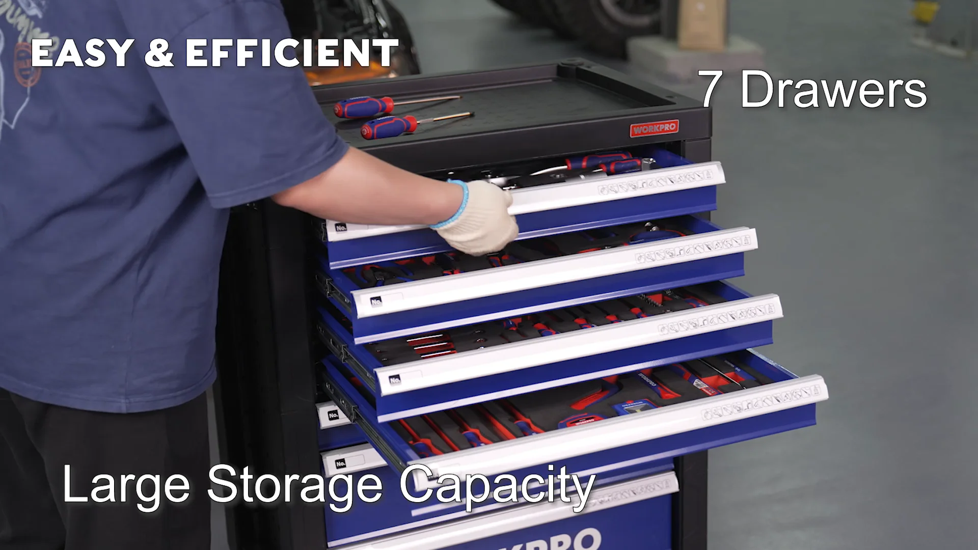 Workpro 195pc Eva Tray Mechanic Maintenance Trolley Chest