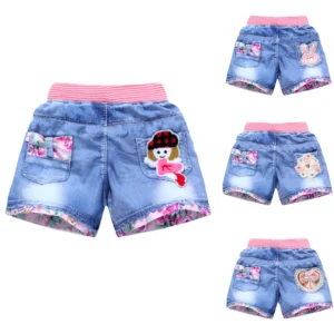 2021 New Summer Kids Short Shorts Fashion Wholesale Girl Short Princess Jeans Children Pants Flower Girls Clothing