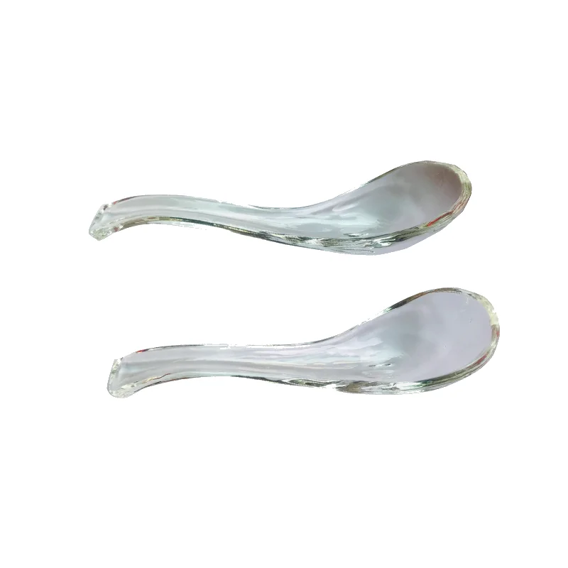 Wholesale Custom Cheap Dinner Spoon Durable High-polish Finish Glass Crystal Soup Spoon with Bear High Temperature