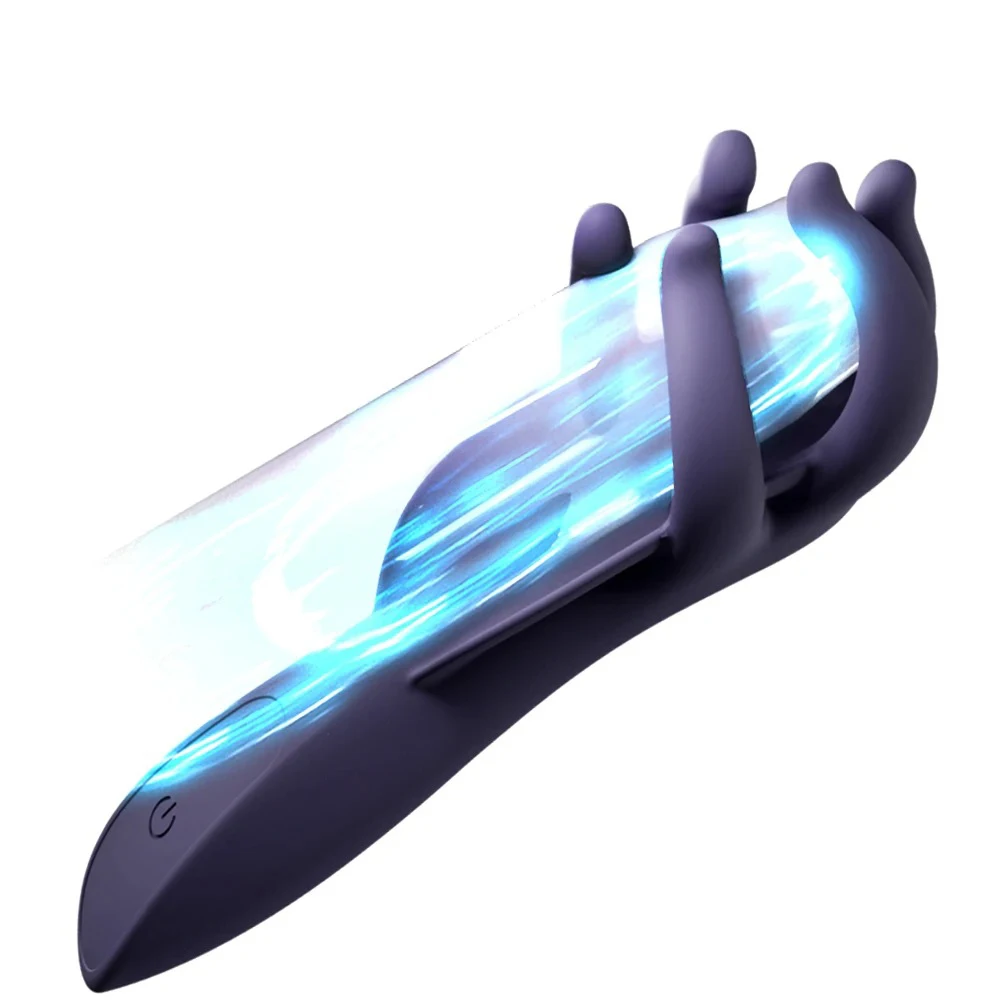 vibrating g-delights dildo Birdsexy Male Penis Training Vibrator Sex Toy,Men Penis Massager Male  Masturbator Elastic Penis Trainer Vibrator Cock Ring for Man Delay  Ejaculation - Regular version,Blue main image 1