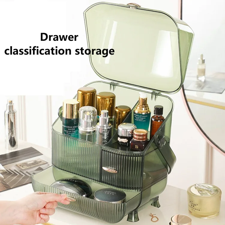 Huante Table Personal Skin Care Dustproof Makeup Organizer Modern Cosmetic Organizer With Handle