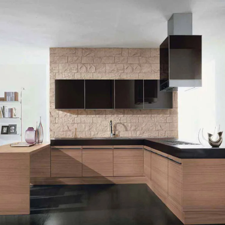 2020 new modern style  wood open kitchen cabinet designs apartment projects made in China