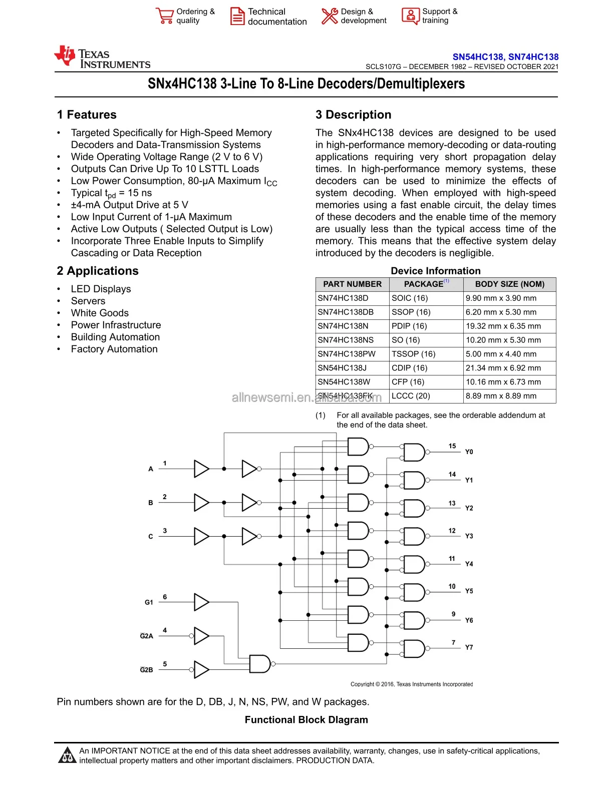 You can contact me for the best price SN74HC138N IC 3-Line To 8-Line Decoders/Demultiplexers 16-PDIP -40 to 85 Hot sale Original