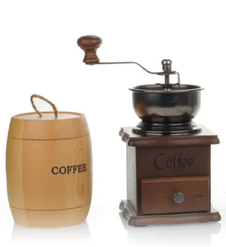 卸売ウッドベースアンティークハンドクランクコーヒー