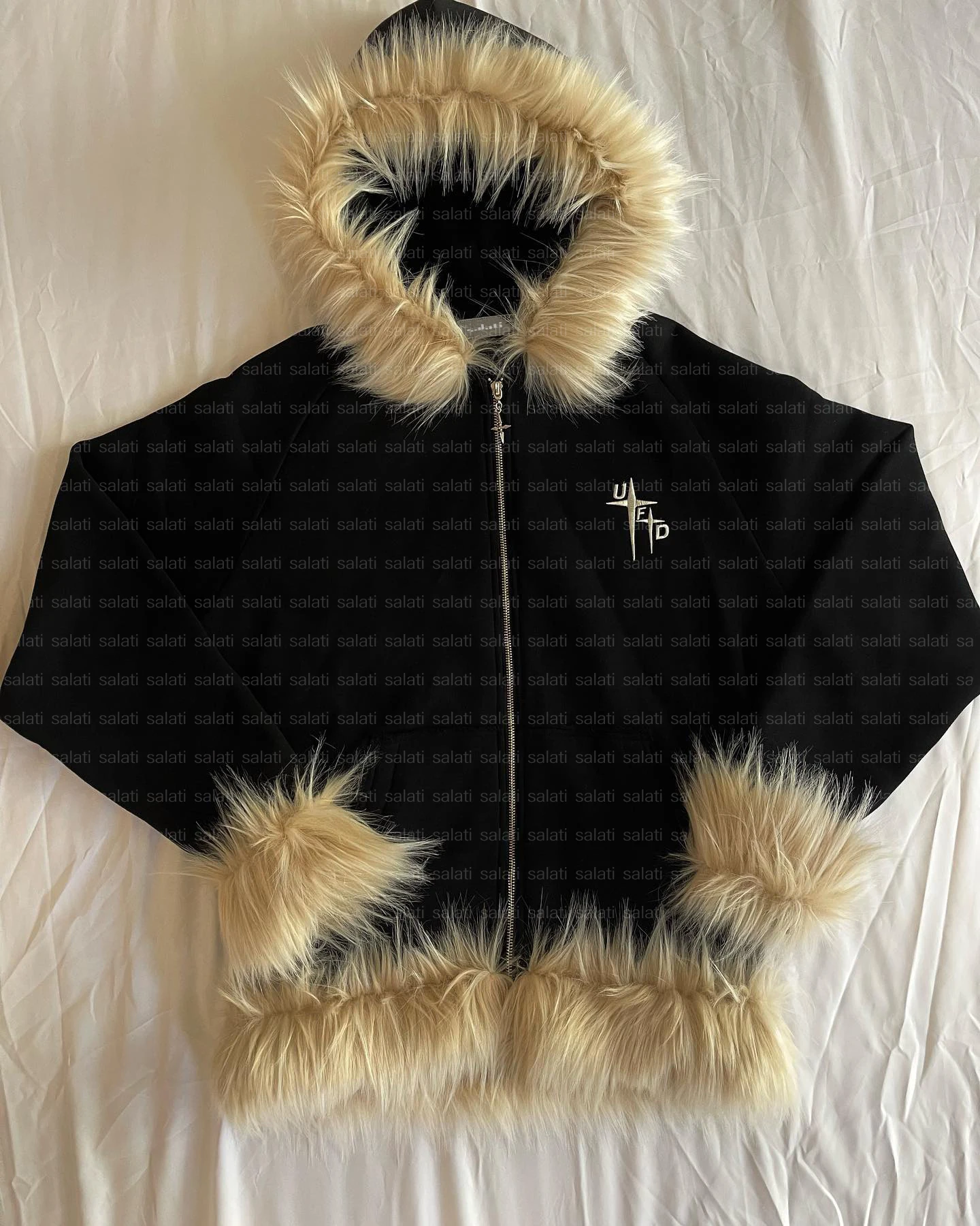 Custom Detachable Faux Fur Hoody Jacket Unisex 450GSM Heavy Cotton Terry Fleece Blank Winter Cropped Zipup Sweatshirt Hoodie Men gallery 7
