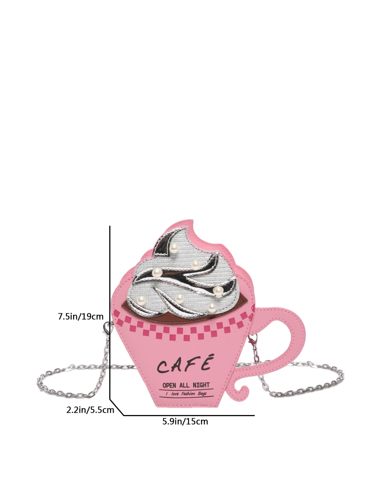 Ice Cream Cake Purse, Novelty Funny Printed Pearl Chain Shoulder