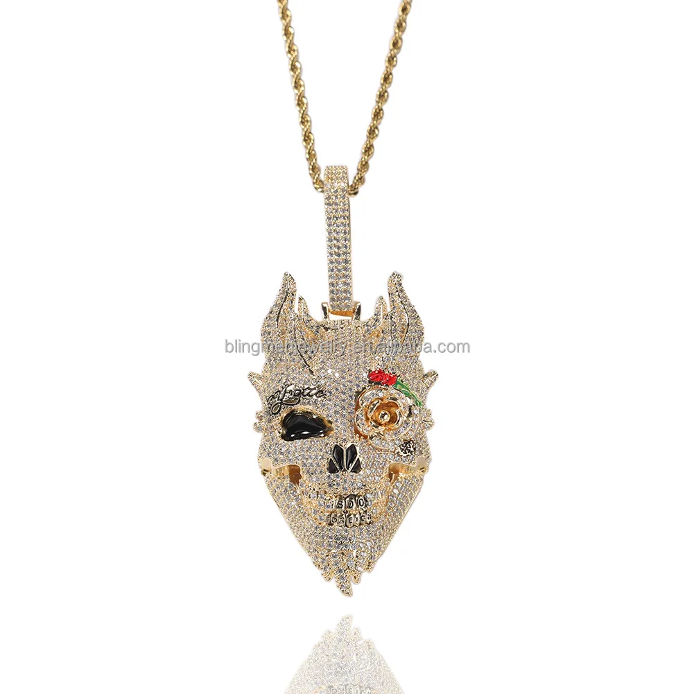 In Stock Hip Hop Rock Punk Rock Punk Men Skull Pendant Necklace Gold ...