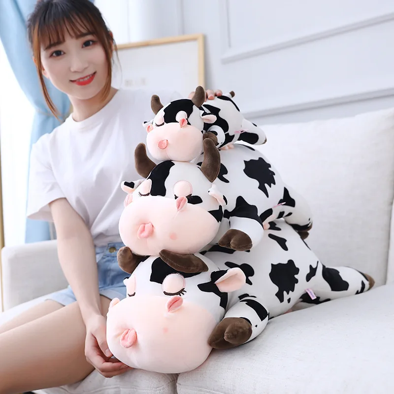 Simulation Cow Plush Toy Cute Soft Weighted Animal Stuffed Plush Toys
