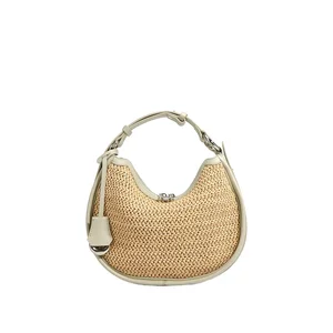 Manufacturer Custom Logo Fashion Woven Women Shoulder Crossbody Bags High Quality Straw Ladies Handbags