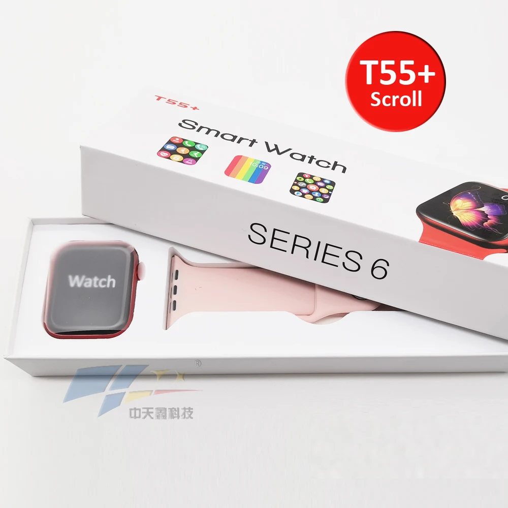 2021 new T55+ PLUS smart watch scroll konb series 6 call smart watch T55 plus