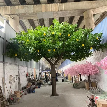 Customized artificial lemon tree natural looking faux lemon tree with fruit high simulation fruit decorative tree