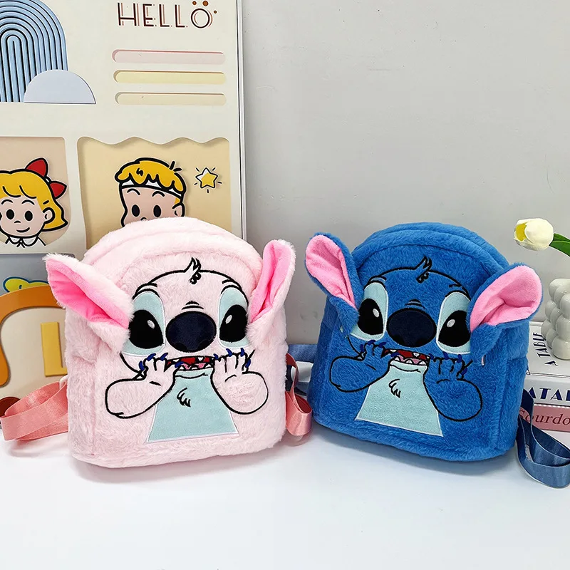 Lovely Cartoon Cute Stitch Plush Schoolbags High-Capacity Anti-Lost Backpacks Waterproof Travel Knapsack Storage for Children