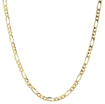 14K Yellow Gold 2.5mm Thin Women's Figaro Chain Link Necklace 18"