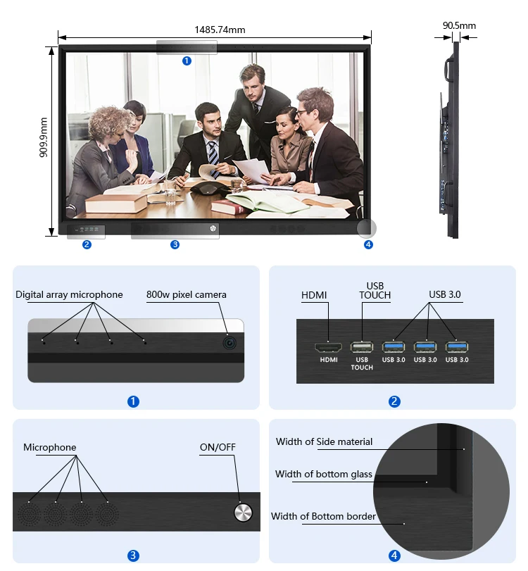 OEM Interactive Whiteboard Screen 4K Touch LCD Smart TV
