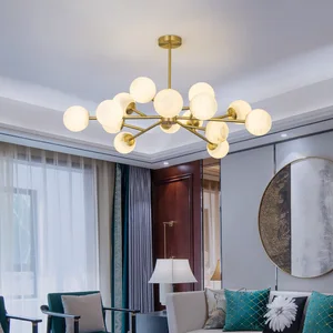 Post-Modern All-Copper Cloud Natural Stone Chandelier New Chinese Style Pendant Light for Living Dining Room Internet Celebrity