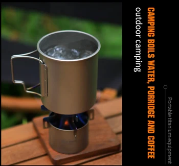 iBasingo 80ml Titanium Alcohol Stove Backpacking Spirit Burner Mini Outdoor Camping Stove with Foldable Stands Ultralight Pocket Portable Alcohol Heater Ti2015C