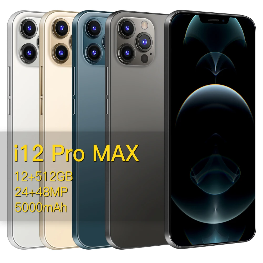 Мобильный телефон i12 Pro Max, 512 ГБ, распознавание лица, разблокировка по отпечатку пальца, сотовый телефон с поддержкой двух карт, смартфон с двойным режимом ожидания