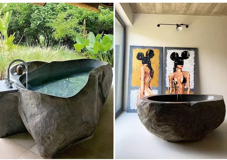 Custom Design Indoor Freestanding Natural Marble Stone Bathtub Hot Sale Travertine Bathtub
