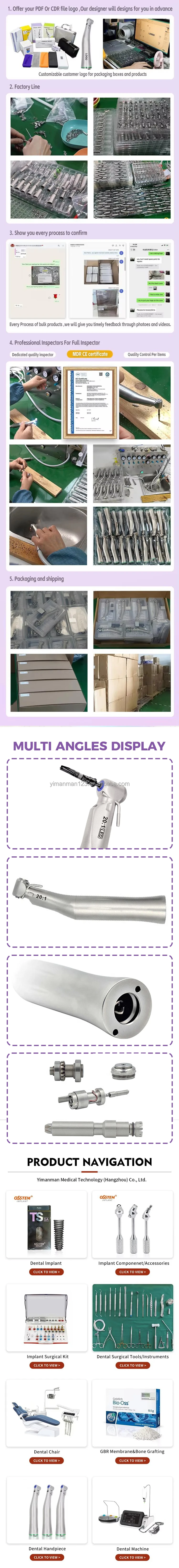 20:1 Contra Angle Low Speed Handpiece Fiber Optic Handpiece Dental Implant Stainless Steel Push Button Handpiece details