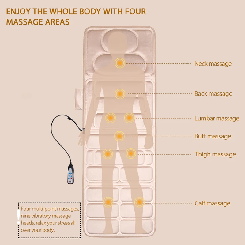 Factory Price Shiatsu Vibration Massage Mat Back Electric Heated Massage Mattress