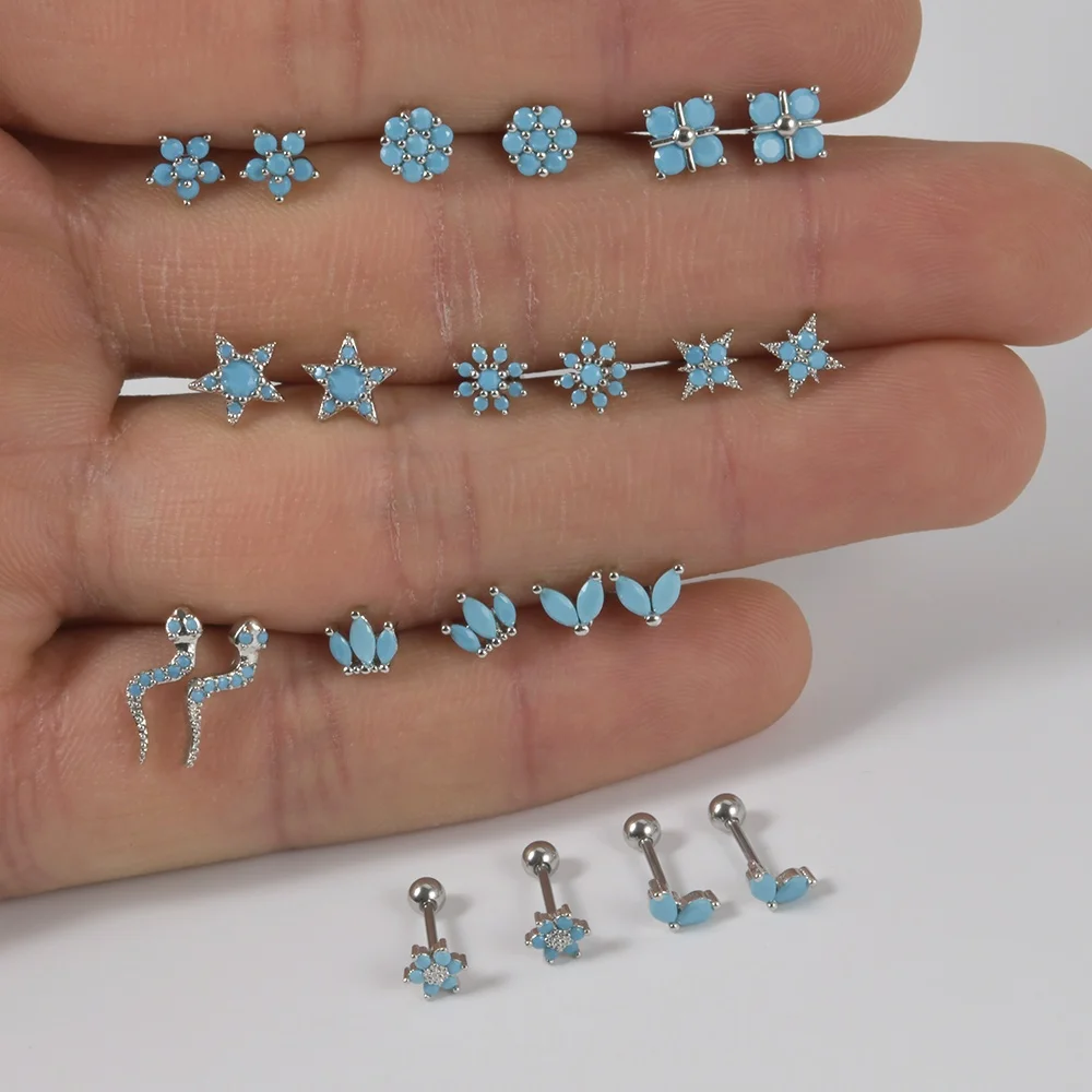 Set 7 Paia Di Orecchini Per Elica In Acciaio Chirurgico, Oro E Argento, Flat Back, Ipoallergenici, Per Piercing Multipli