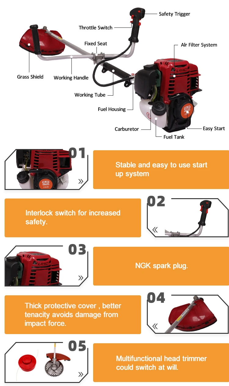 Hot Sale Mower Cutting Brush Cutter Machines 4 Stroke Brush Cutter Gx35