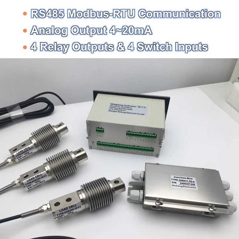 Hopper Weighing Scale System Bending Beam Bellow Type Load Cell Controller Rs485 Weighing Transmitter